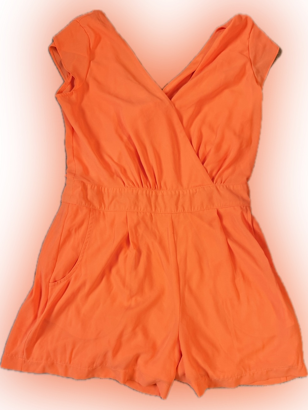 Women’s Neon Orange Short Sleeve One-Piece Romper
